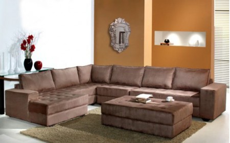 SOFÁ PAOLI COM CHAISE E PUFF CENTRAL